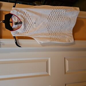Adidas by Stella McCartney White Mesh Top with Red Trim